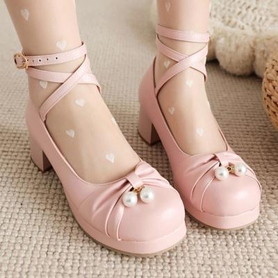 Chaussures Lolitas à Talons Bas pour Femmes Mode Doux à Bride Noir Blanc Rose à Petits Talons Fête Chaussures de Mariage Dames Nouveau Printemps 2025