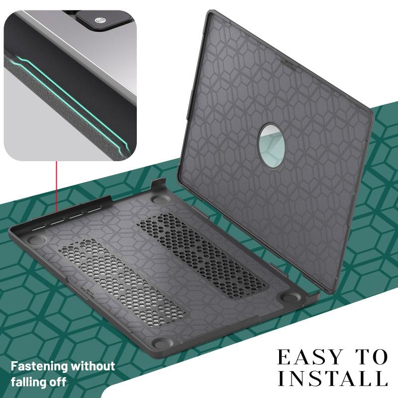 Leather-Style Laptop Case With Ventilated Stand MacBook Air 13 15 16 Inch Pro M1 M2 M3 M4 Models