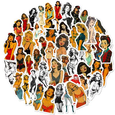 50 No Repeat Classic Retro Girl Graffiti Stickers DIY Laptop Luggage Water Cup Stickers