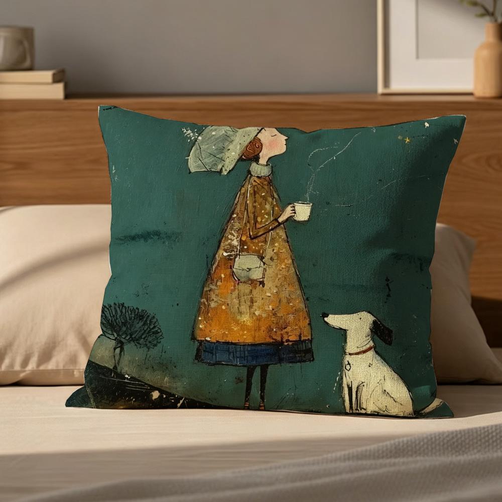 Copricuscino d'Arte P-Sam Toft Set Federe in Lino Naturale, Decorazione All-In-One per Divano, Camera da Letto e Sedia