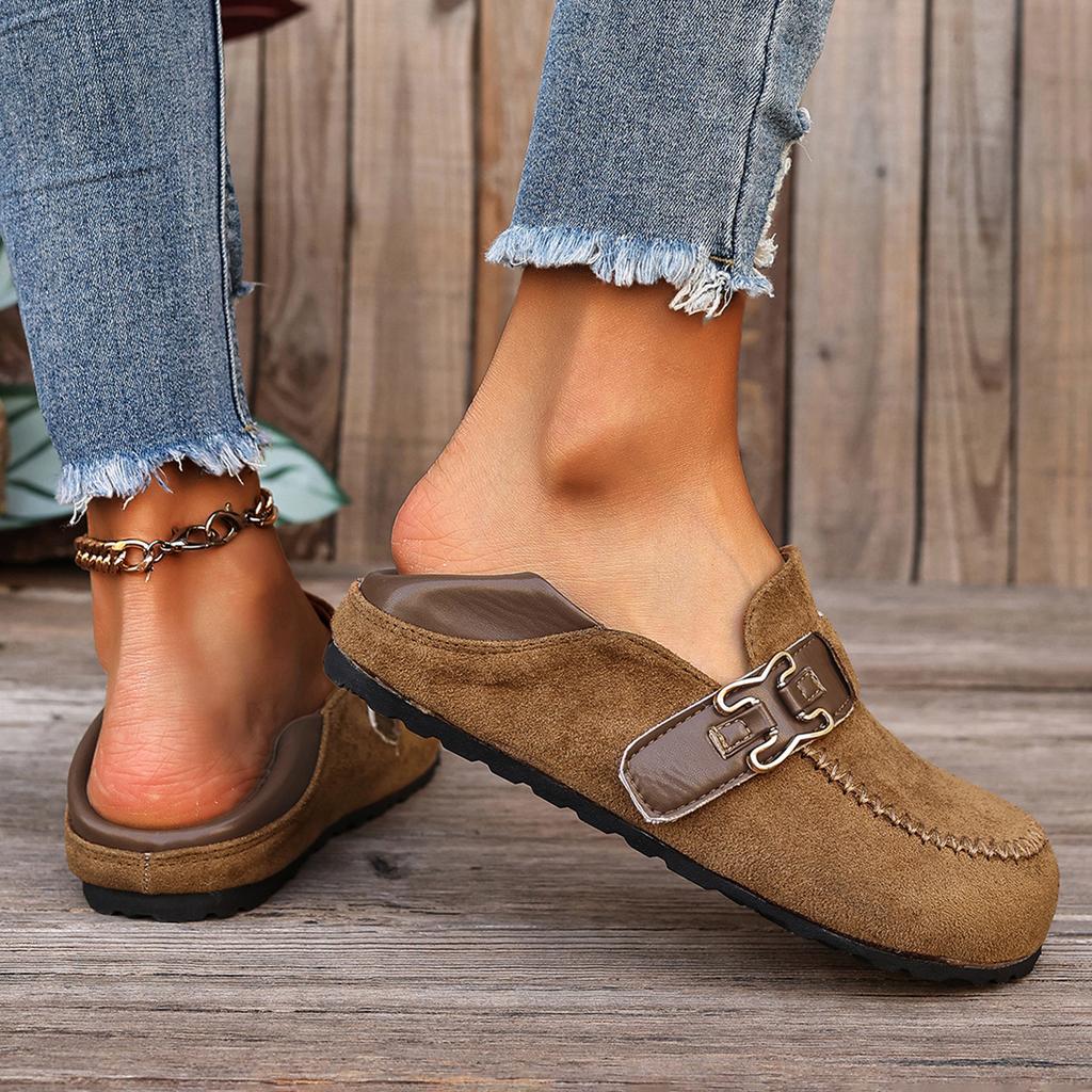 Chunky Sole Retro Birkenstock Style Shoes for Women – New Flat Casual Slip-Ons, Round Toe Comfort Footwear