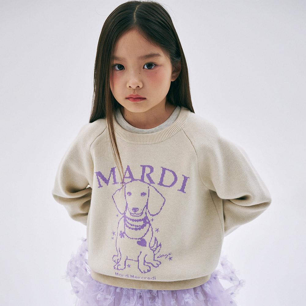 [mardimercredi] KIDS JACQUARD KNIT PEARL NECKLACE SWING THE TAIL DDANJI_OATMEAL LAVENDER S(100)