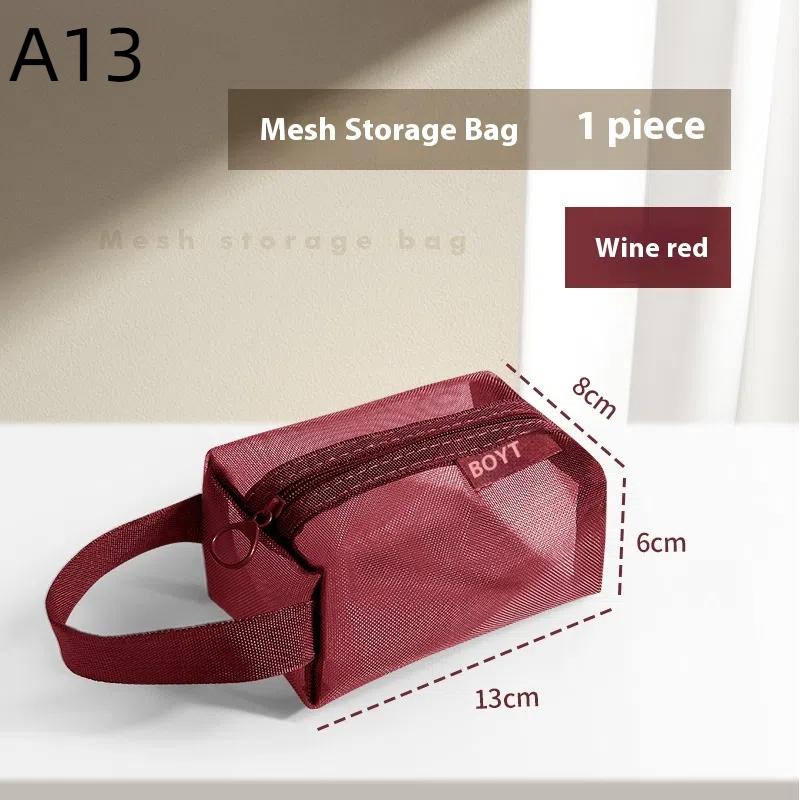 1Pc Portable Mini Zipper Mesh Storage Bag Coin Purse Small Square Mesh Coin Purse Travel Storage Carry Pouch With Zippered