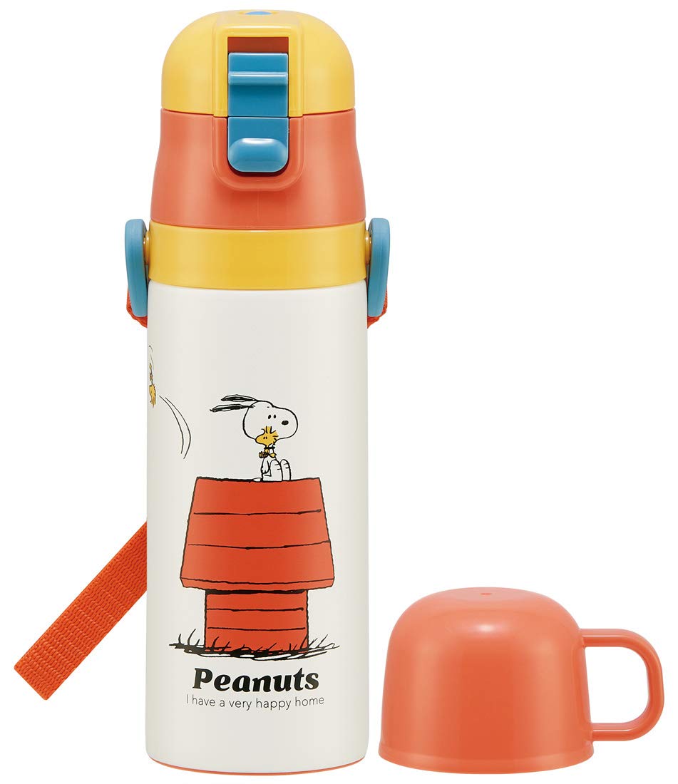 

Skater Stainless Steel Water Bottle with Peanuts Retro Snoopy Children s 2-Way Cup, Design, 430ml, SKDC4-A