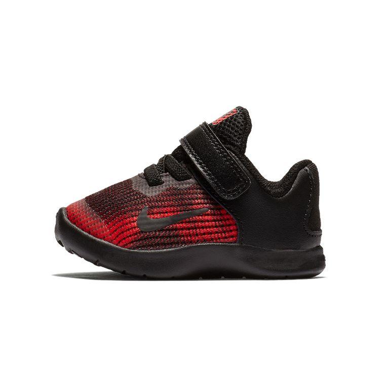Nike Flex 2018 RN Velcro Professional Non-Slip Shock Absorbing Low-Top Running Shoes Baby sneaker Black Red AH3442-004