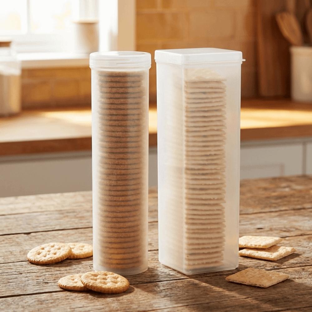 2PCS Transparent Food Storage Containers Round/Rectangular Pantry Organizer Spice Storage Box  Pasta