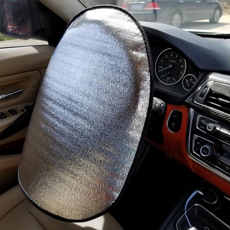 Auto Car Steering Wheel Sunshade Side Window Shade Silver Coated Cloth Steering Wheel Cover Sunscreen Insulation Side Sun Shade