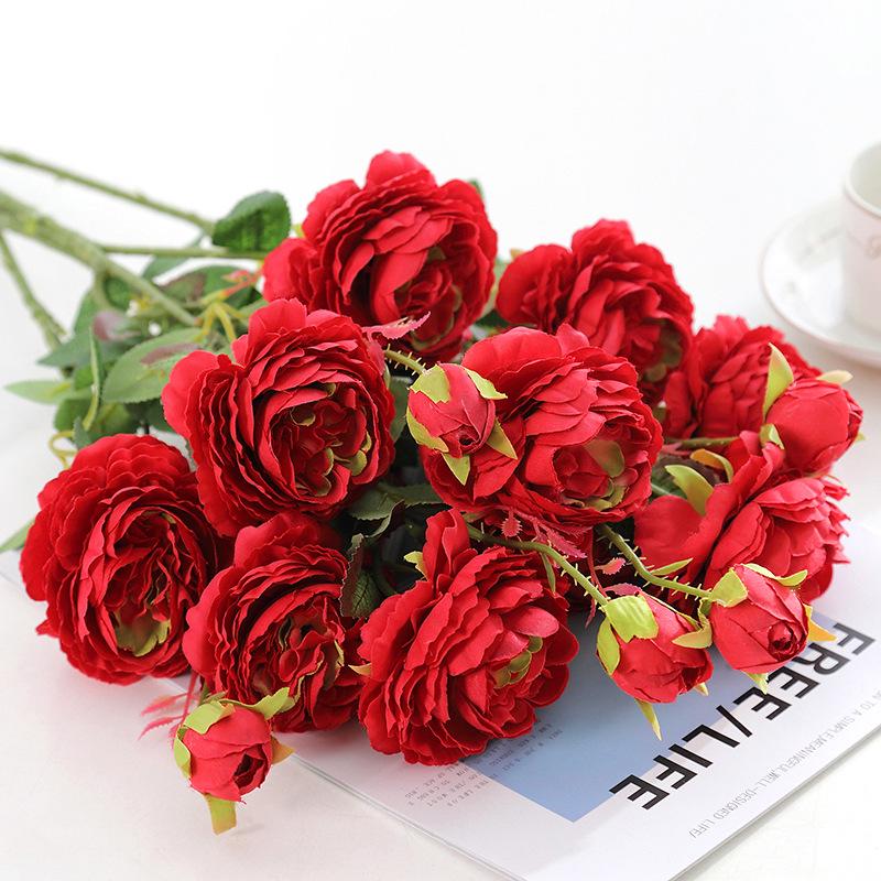 Peony Silk Rose Bouquet: Artificial & Dried Flowers for Indoor Decoration Centerpiece