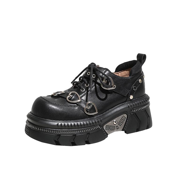 

Love single shoes женские туфли на толстом каблуке с платформой, большие универсальные туфли в британском стиле со шнуровкой, маленькие кожаные туфли для женщин 40 чёрный