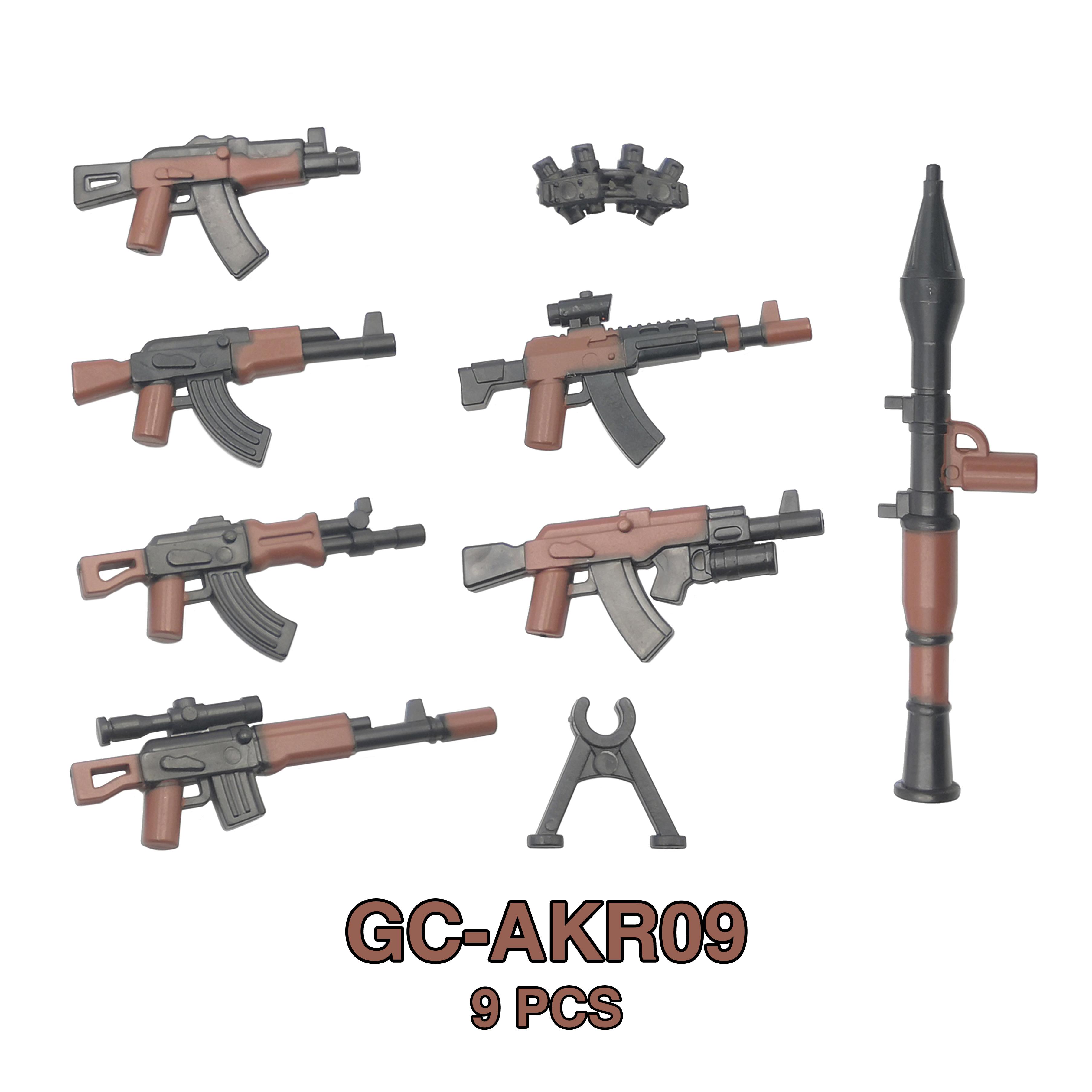 27PCS AK Assault Rifles Submachine Gun Accessories Military Weapons Soldier Figure WW2 Model Block Playmobil Children Kid Toys