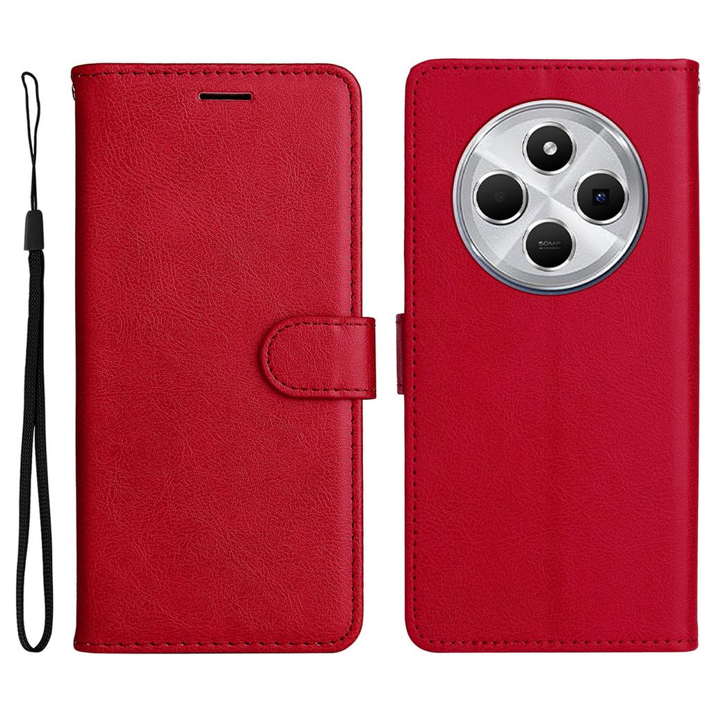 For Xiaomi Poco C75 4G/Redmi 14R 5G/14C 4G Case Solid Color Leather Mobile Cover Wallet Stand with Strap