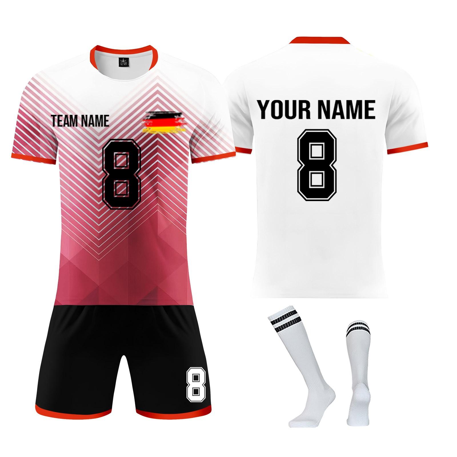 

Комплект персонализированных рубашек для мужчин и девочек с именем и номером, футбольные майки на заказ для мальчиков, тренировочный костюм M красный