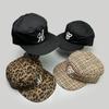 Șapcă de baseball retro cu imprimeu leopard și carouri mii de păsări, pentru primăvară și toamnă, pentru bărbați și femei, cu vizieră, calotă plată, șapcă de modă personalizată