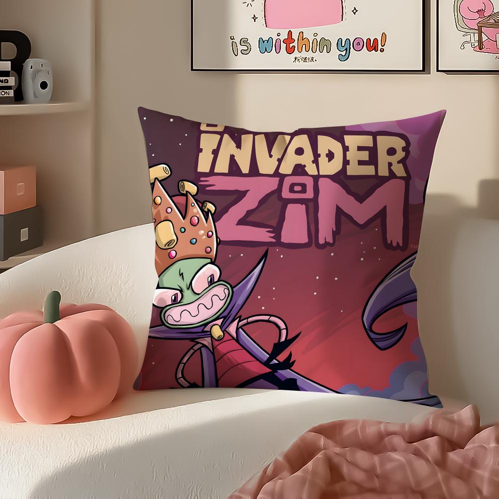 Weird Wacky Absurd Animated Series IInvader Zim Cushion Cover Pillowcase Short Plush Invisible Zipper Room Sofa Cushion Cover