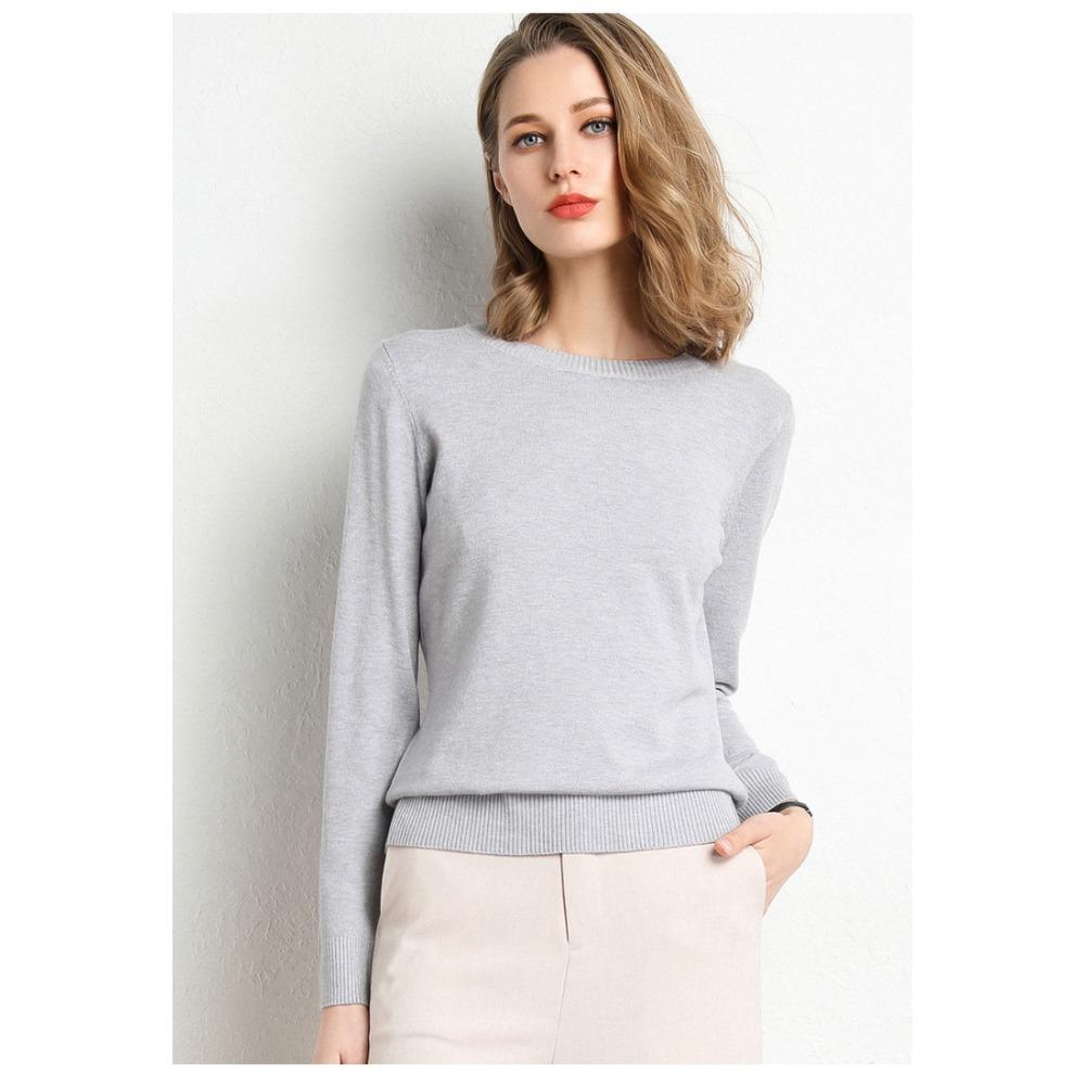Herbst Winter Neues Rundhals Langarm Damen Stricktop Übergröße Pullover Pullover Unter- und Oberbekleidung Basisschicht