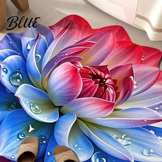 Wood Flooring Rug Contemporary Area Bathroom Mat Non-Slip Absorbent Flower Floor Decorative 3D Realistic Pattern