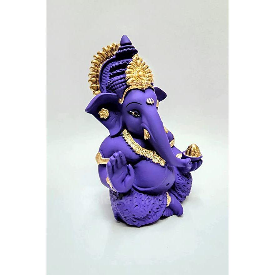 Beautiful Terracotta Ganesha In Violet - A Festive and Auspicious Addition To Your Home or Car