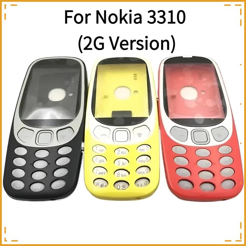 Nokia 3310 İçin Tam Kasa (2G Versiyonu) Yüz Çerçevesi + Arka Kapak Muhafazası İngilizce Klavye ile