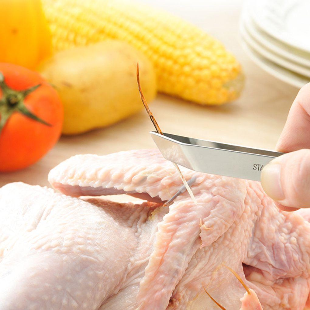 Stainless Steel Fish Bone Tweezer Pincer Plucking Clamp Clip Tong Kitchen Tool