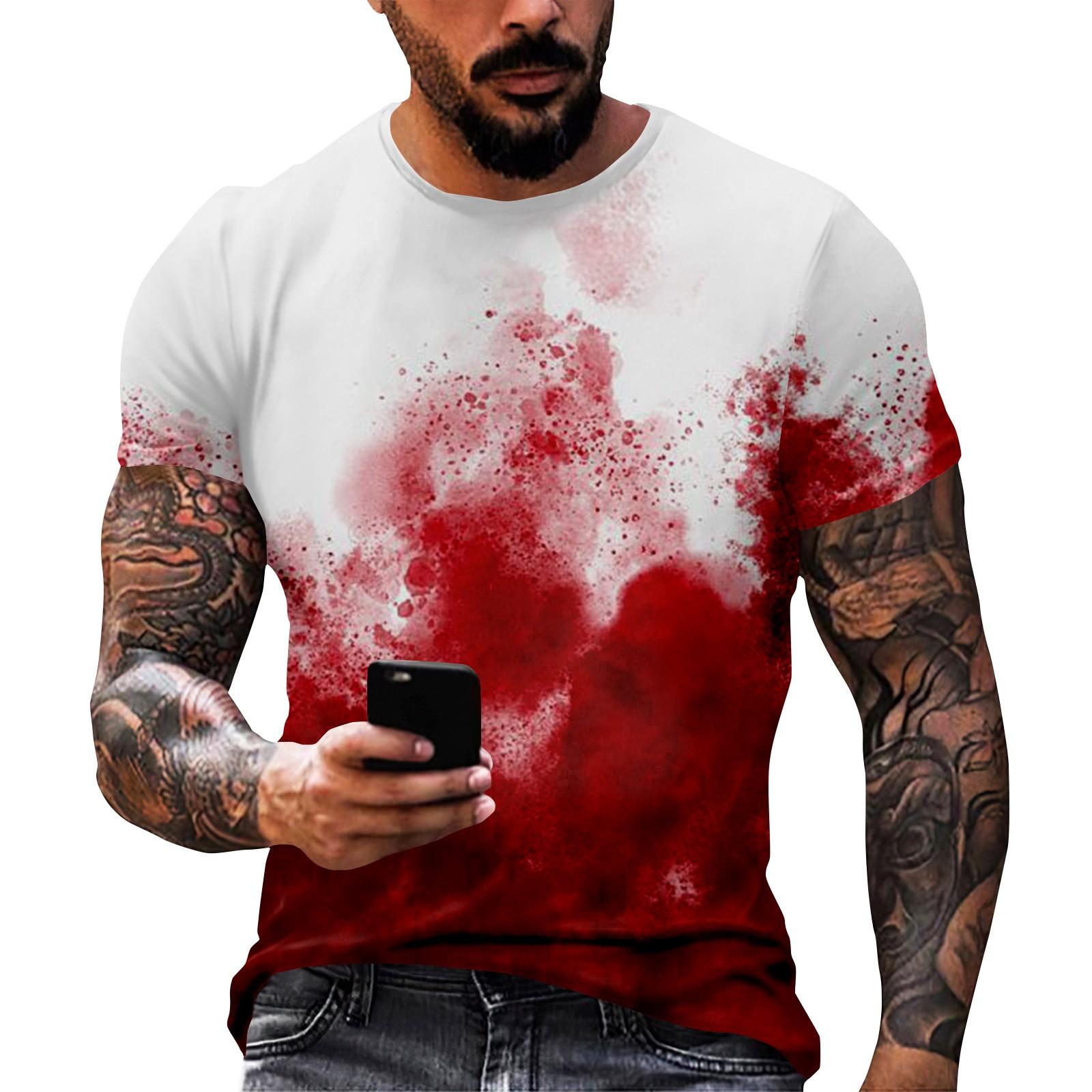 Halloween Print - Men s Printed Casual Round Neck Short Sleeved T-shirt XL арбуз красный 1290₽