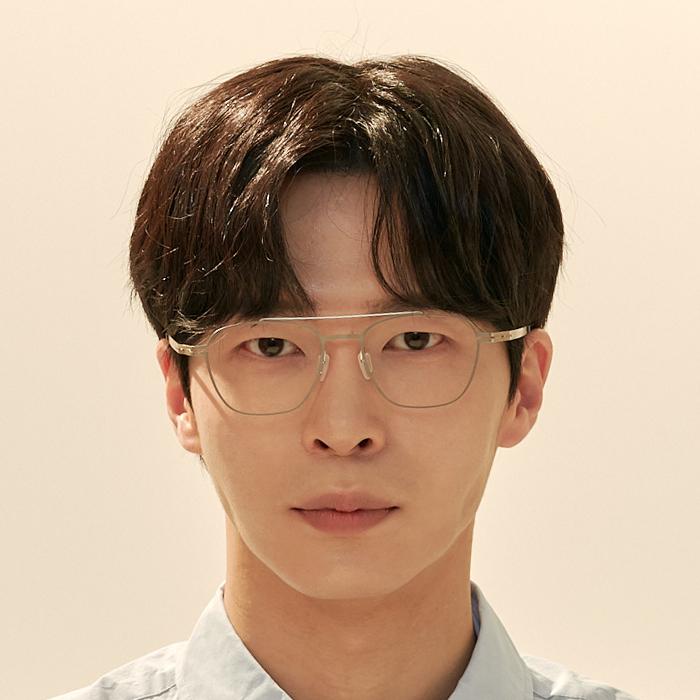 Alloaiweeo [The Air_Flat] Al8307 1111M Ultra-Lightweight Double-Bridge Retro Square Gold Eyeglass Frame