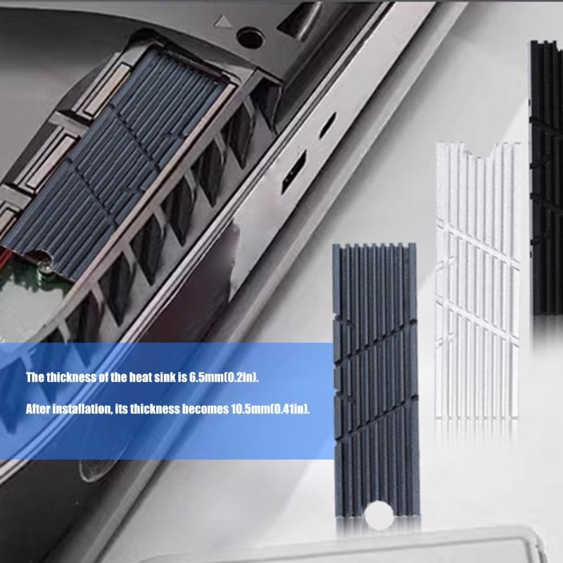 Passive Cooling Aluminum Heatsink For M.2 2280 NVMe Drive Includes Silicone Thermals Pad for Game Setups Ooling System