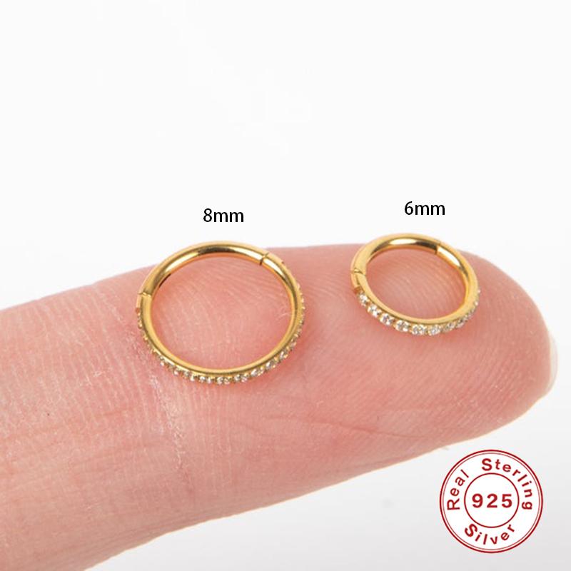 Aide 1PC Woman Earrings 925 Silver Huggies Pendientes Crystal Cartilage Hoop Earring Ear Bone Earlobe Piercing Buckle