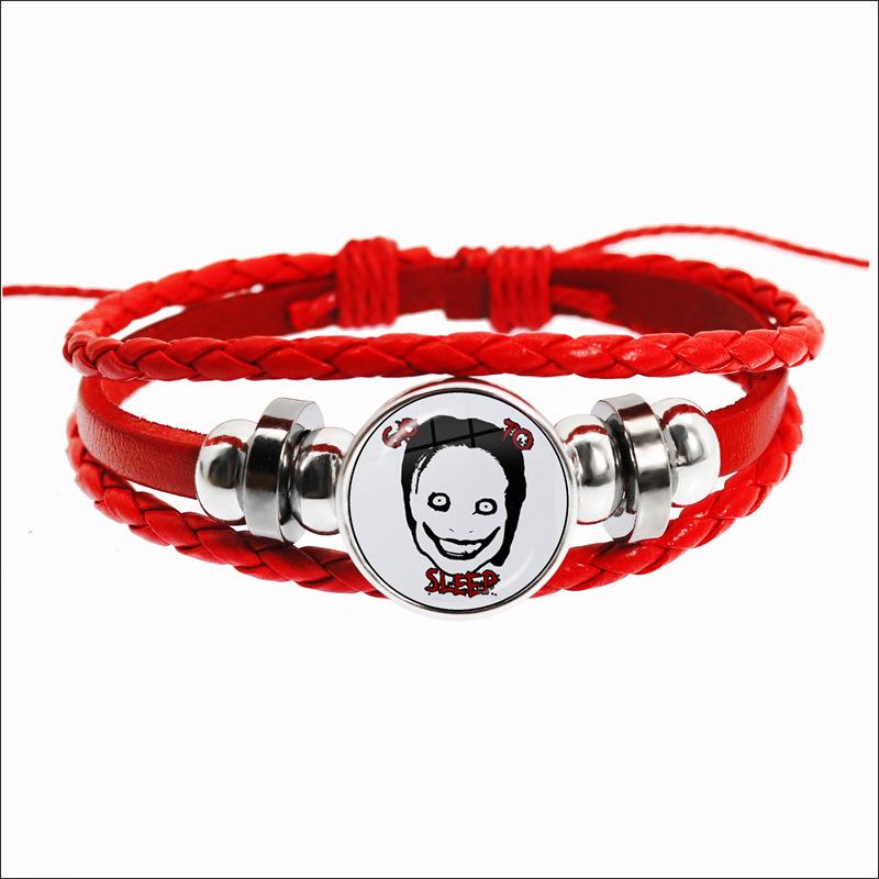 Fashion Accessory Gift For Kids Hot Creepypasta CREEPY PASTA TICCI TOBY Bracelet Glass Leather Bangle JEFF THE KILLER