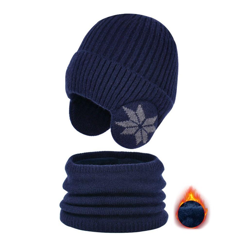 2Pcs/Set Fleece Children Hat Scarf Set Warm Beanie Hat Scarf Fashion Knitted Scarf Cap  Boys Girls