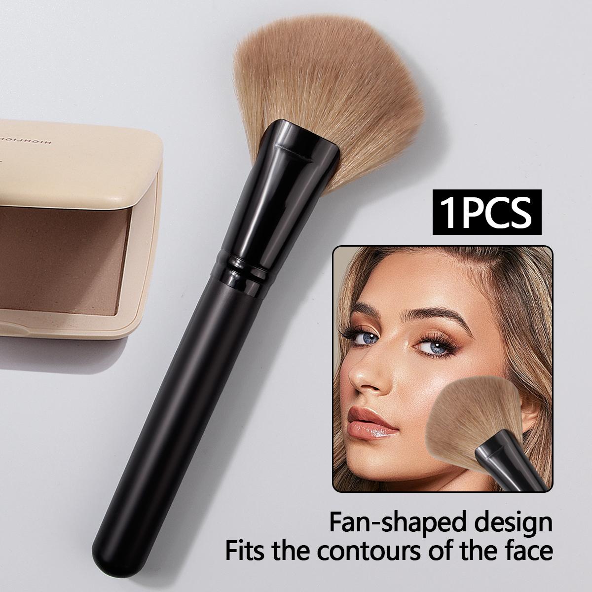 1PCS New Fan-Shaped Facial Contouring Brush - Loose Powder Setting Brush Soft Bristles Multi-Functional Cosmetic Tool