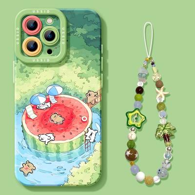 Watermelon Puppy iPhone 16 Pro Max Apple Phone Case 15 Full Coverage 12 Premium 11 with Lanyard 14 Silicone Case