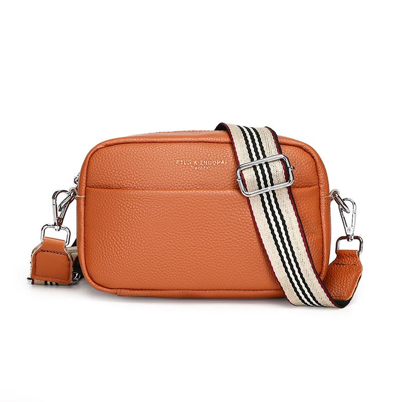 Leather Leather Bag Women'S Fashion Simple First Layer Cowhide Messenger Bag Soft Leather Small Square Bag