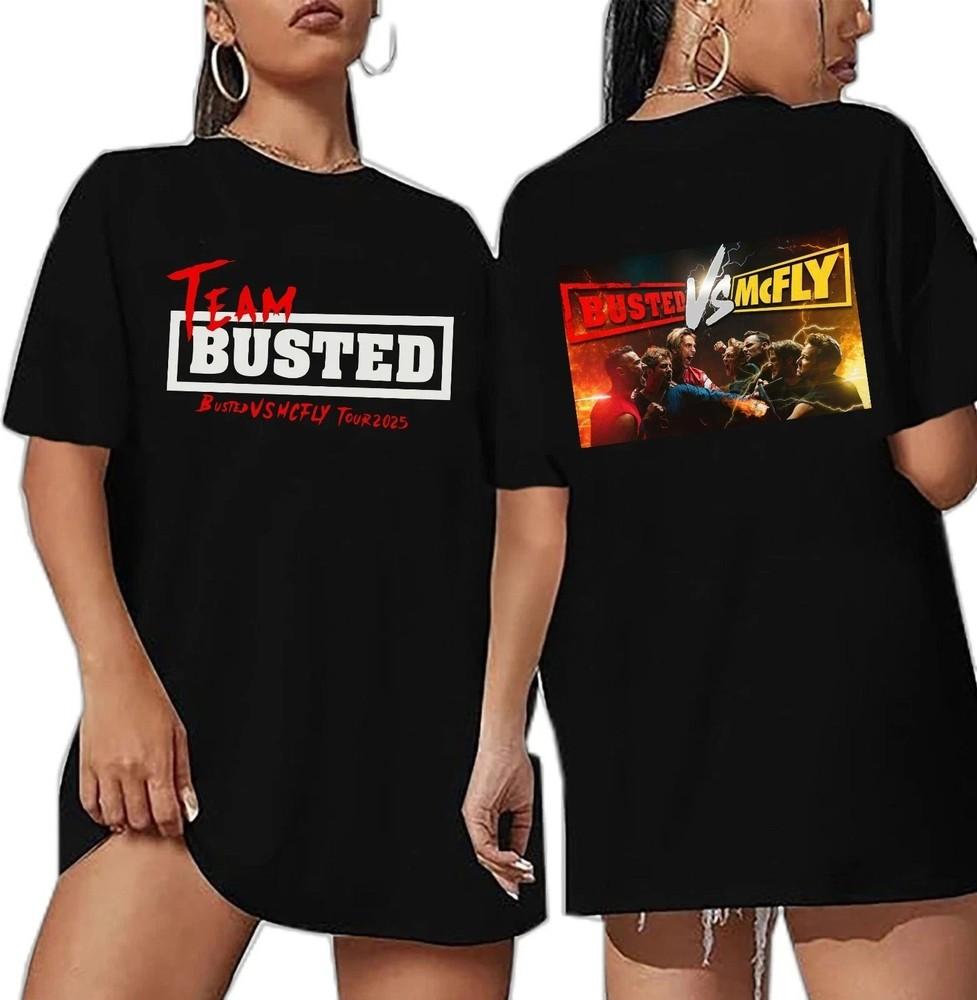 

Team Busted 2025 Tour T-Shirt, Busted Vs McFly Band Concert Tee, Music Fan Gift L