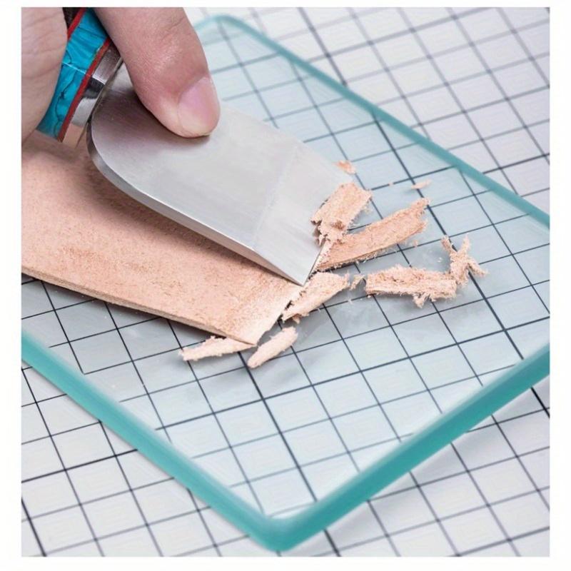 1pcs Leather Burnisher Craft Tools Clear Tempered Glass Slicker for Burnishing Polishing Board Leather Finish Gum Tool