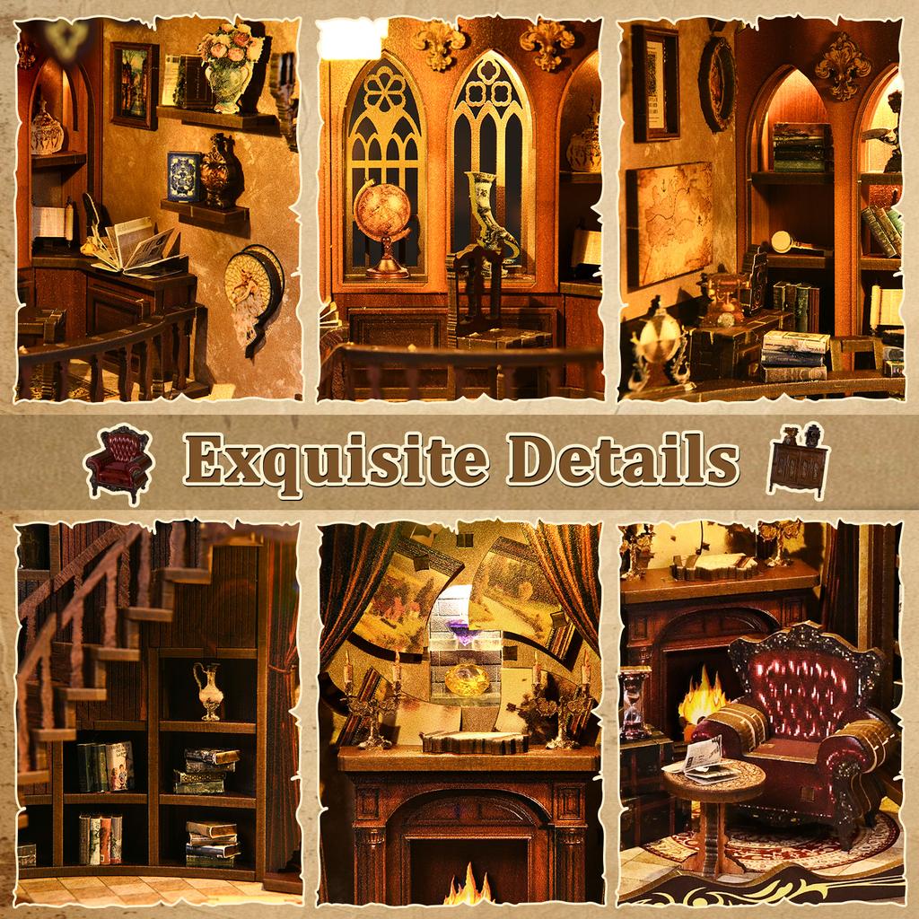 DIY Book Nook Kit 3D Wooden Ancient Rhyme Library Creative Gift Miniature Desktop Decor
