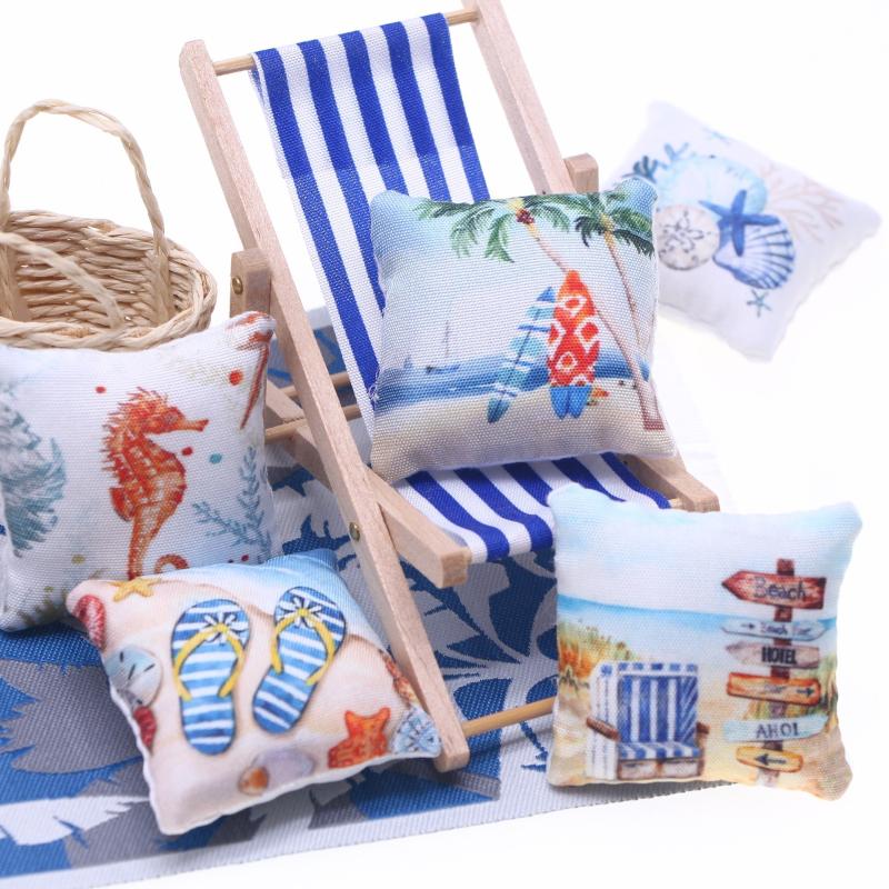 

3 шт. Миниатюрная кукольная домик Летняя морская пляжная подушка Модель Игрушки Миниатюрная домашняя сцена Диванное украшение Аксессуары для кукольного домика