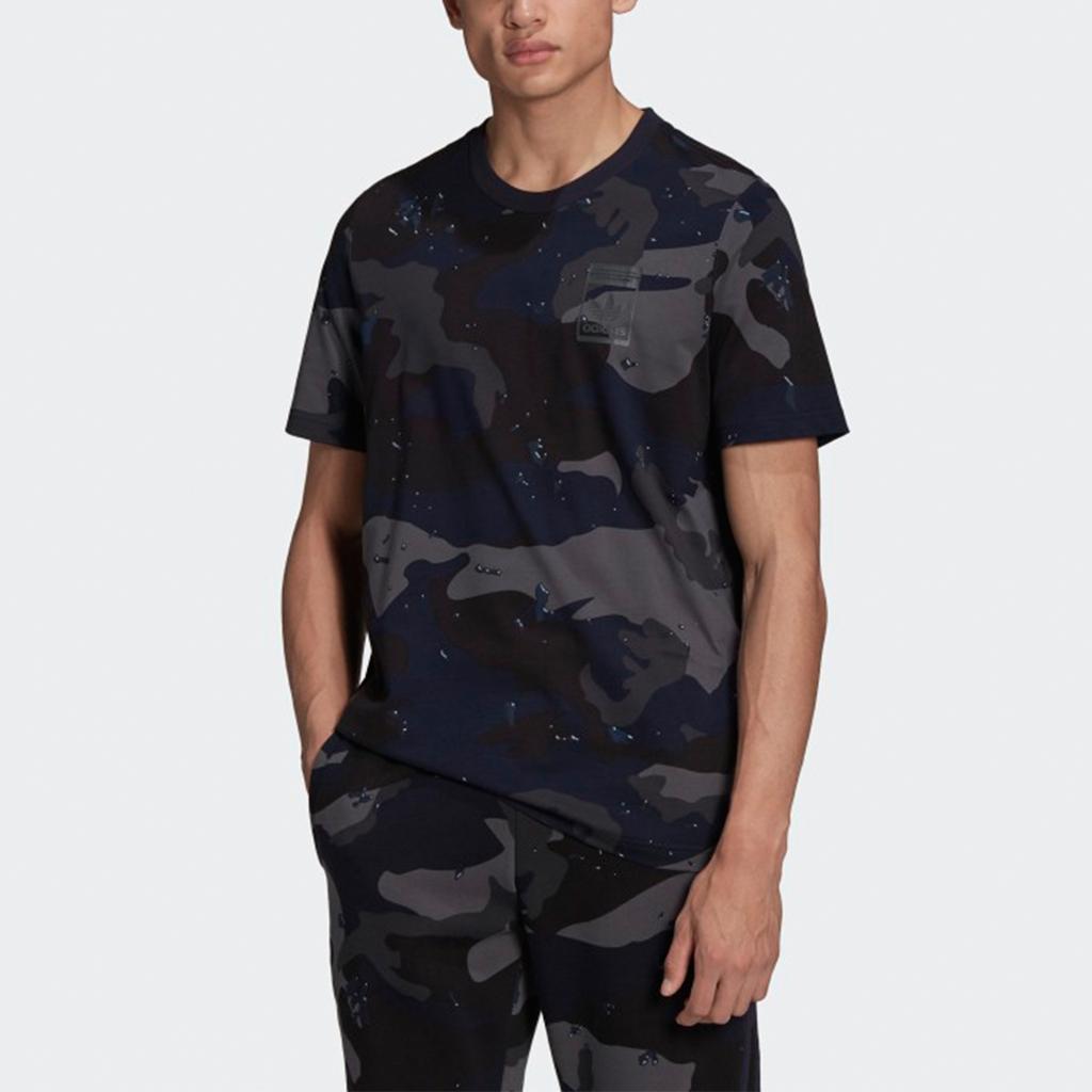 Adidas Originals Camouflage Full Print Short Sleeve T-Shirt Men Tops Navy H13493