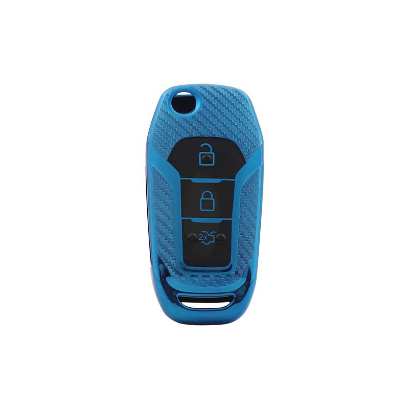 

TPU Carbon Fiber Car Remote Key Cover Case Shell Key Fob for Fusion Fiesta Mondeo Ecosport Kuga Escort Everest Ranger F150 Protector Holder blue