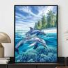 New Arrival 5D DIY Full Circle Diamond Painting "Dolphin" Embroidery Cross Stitch Home Decor Gift