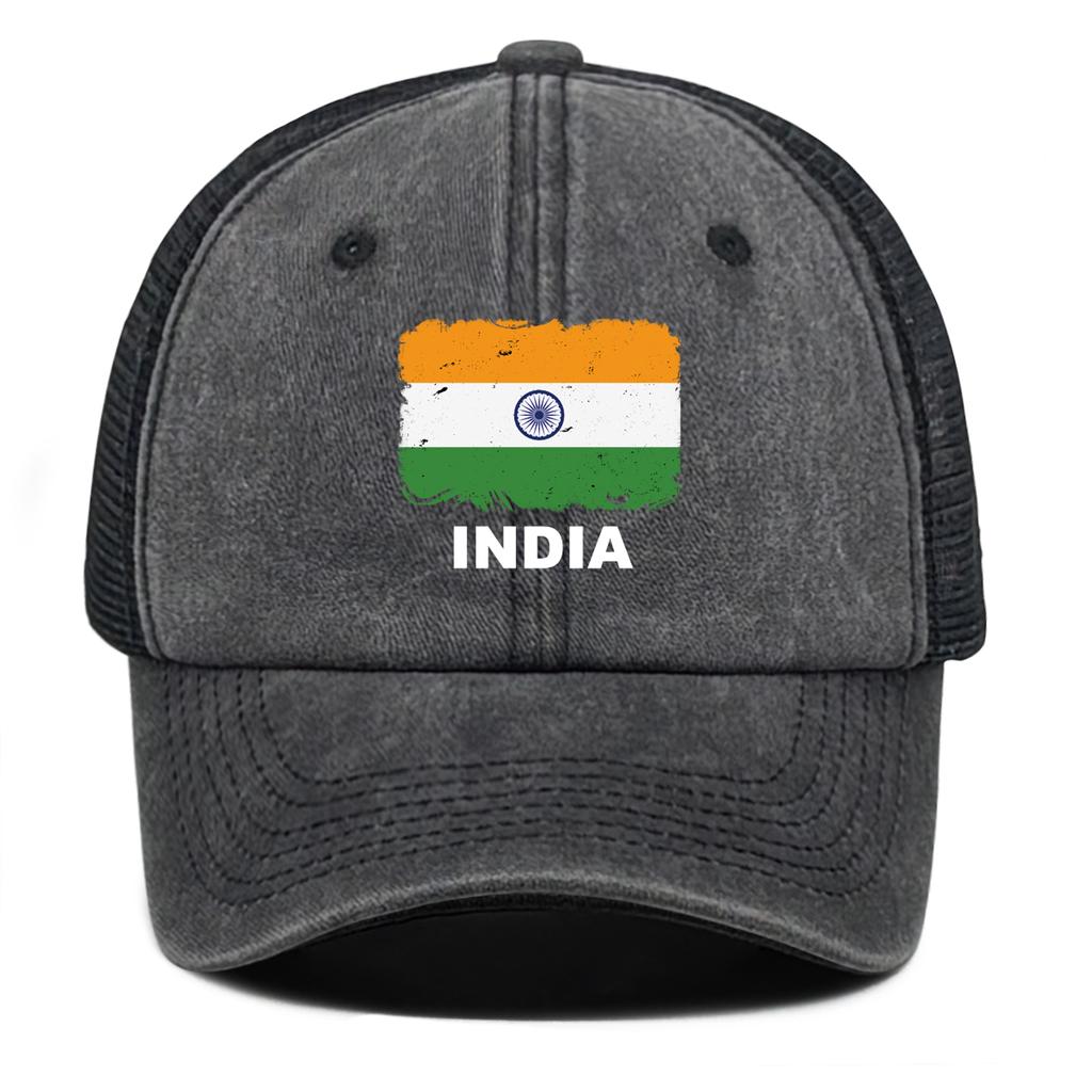 INDIA Flags Print Snapback Mesh Cap Snapback Cap Breathable Sporting Adjustable Baseball Hat Perfect For Urban Style