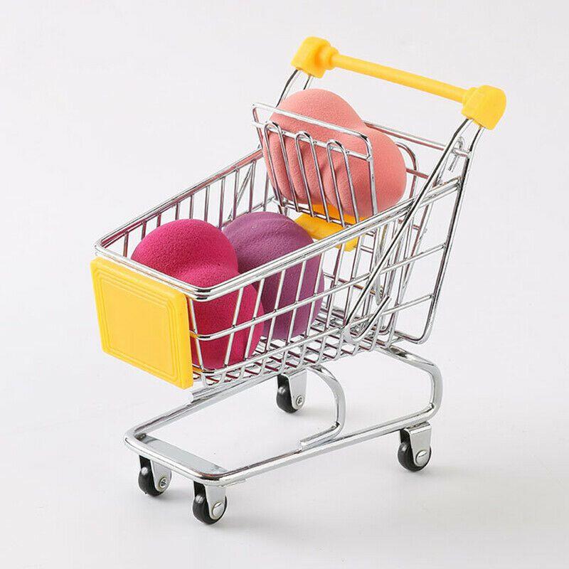 Adorable Children's Mini Metal Shopping Trolley And Colorful Basket Role Play Toy Set For Imaginative Play