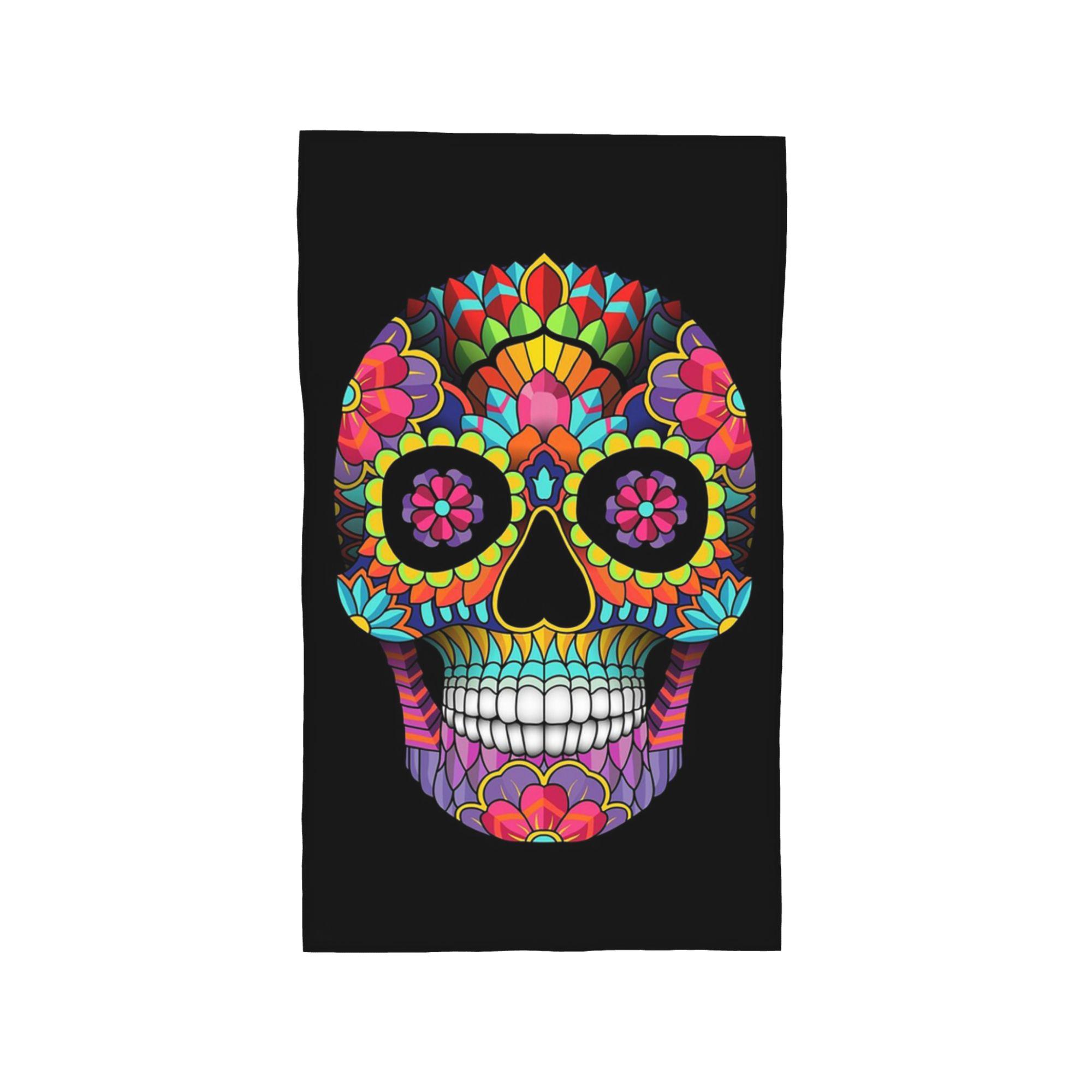 

sugar skull full colors Soft Face Towel Quick Dry Pool Bath Cotton Towels Absorbent Quick W30*H60(CM)
