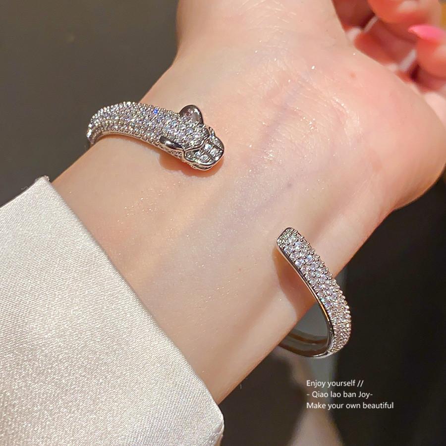 Art Deco Copper Bracelet With Zircon And Pearl In Gold Finish For Elegant Women
