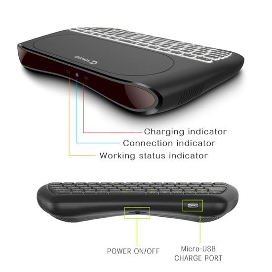 D8 Mini Colorful Backlight Wireless Keyboard Air Mouse Touchpad for Smart TV