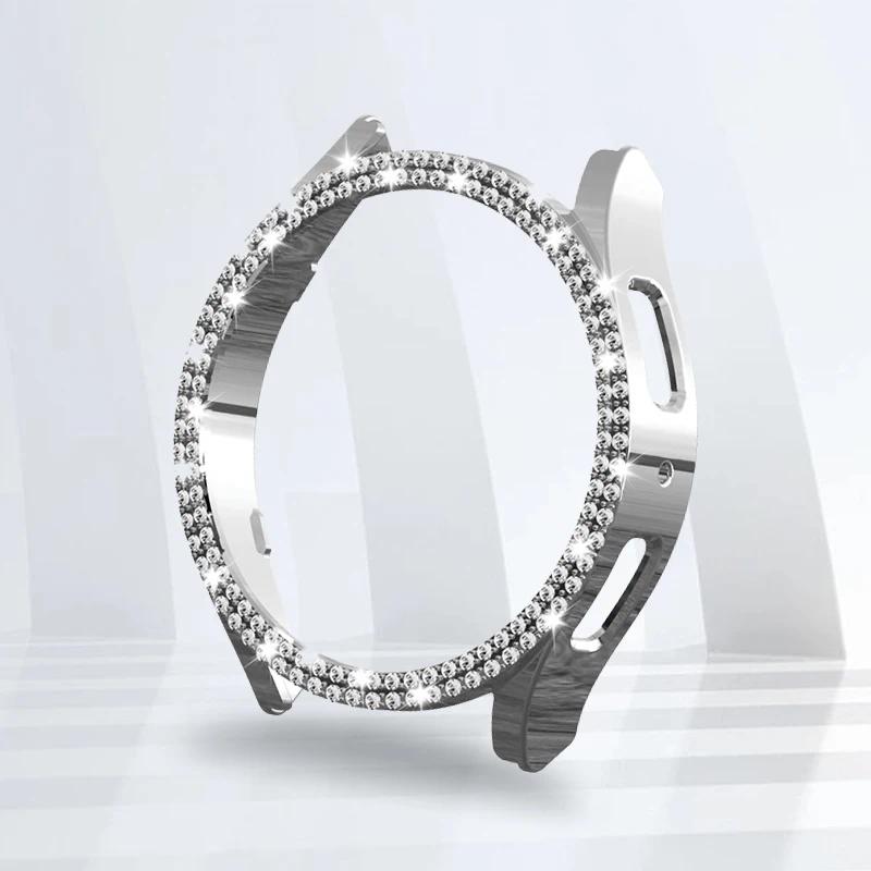 Dvojitý diamantový kryt pro Samsung Galaxy Watch 6 40mm 44mm Bling PC Dutý rám Ochranný pro Galaxy Watch 6 Kryt Příslušenství