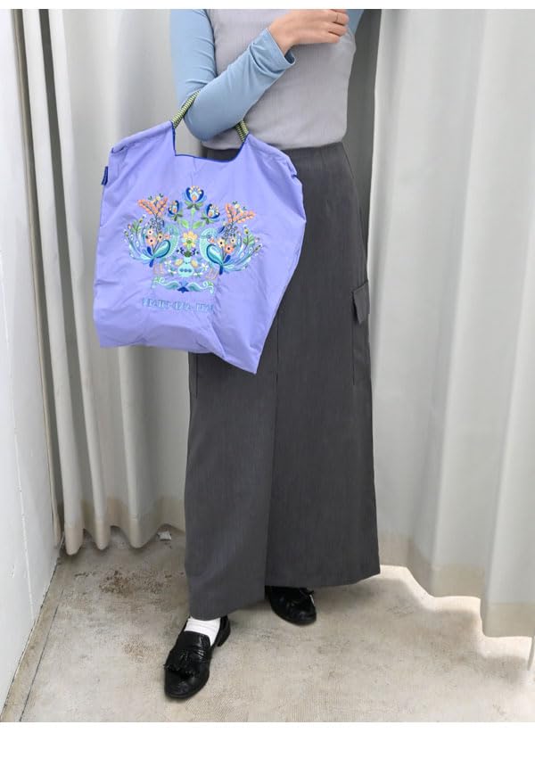 Ball and Chain M Size Flower Peacock Shopping Bag Eco Bag 301036 [Ball & Chain] F.PEACOCK (LAVENDER, M)