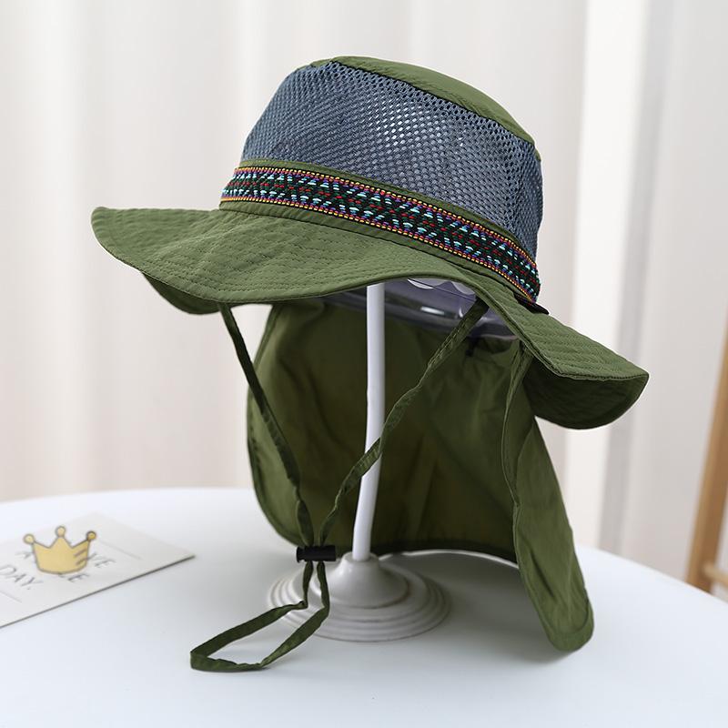 Folding Storage Children's Sunscreen Hat Summer Boys' Mesh Sunshade Big Eave Hat Shawl Hat Neck Protection