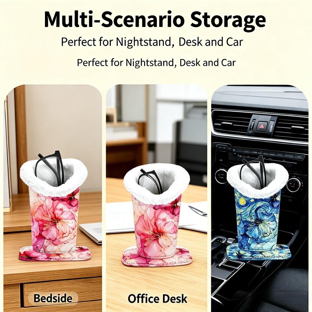Luxury Magnetic Plush Eyeglass Case, Scratch & Pressure Resistant, Glasses Storage For Nightstand, Desk, Car, Tabletop