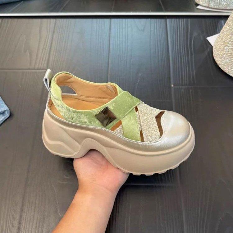 Thick-soled Sandals Women's Summer Hollowed-out and Breathable 2025 New Outer Wear Increased Height 8cm To Show Feet, Small Man with Skirt Wome
