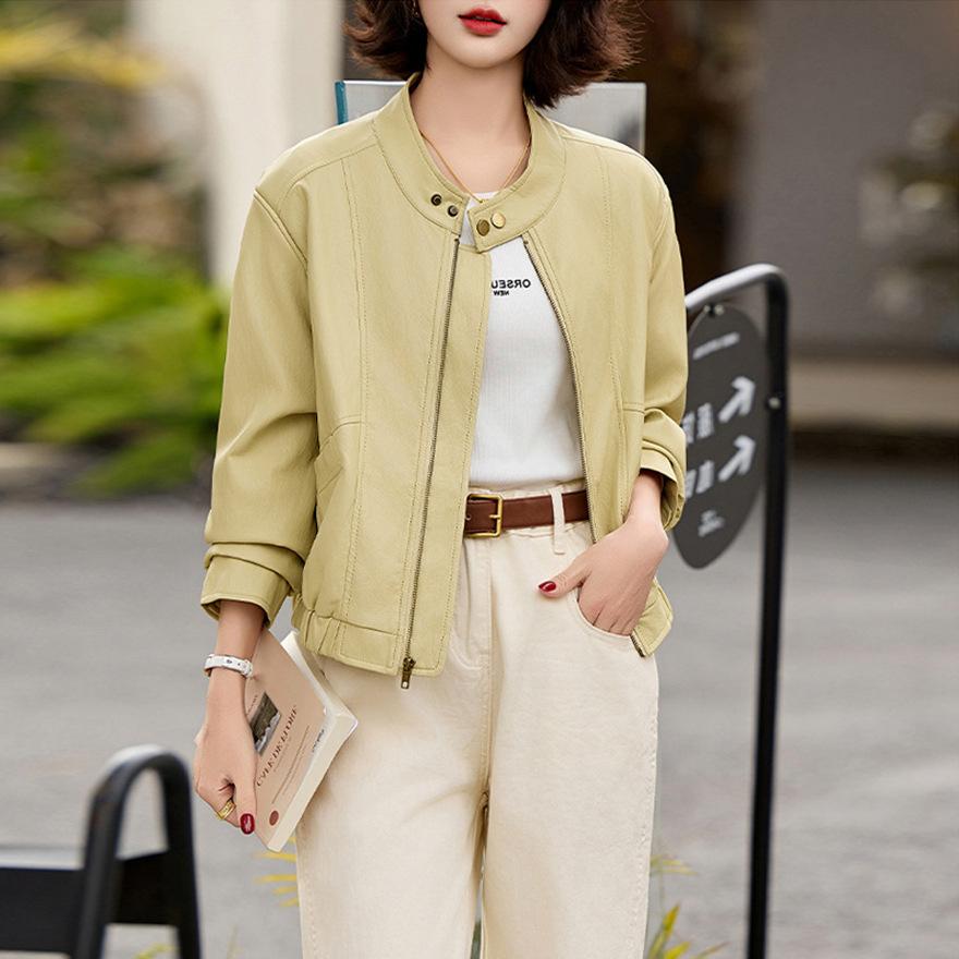 Retro Soft Leather Jacket Women's Spring and Autumn New Design Sense Fashion Casual Loose Leather Jacket